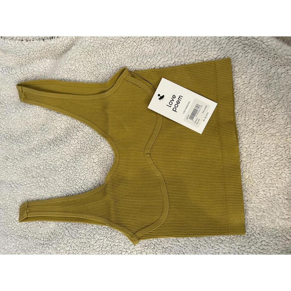 Love Poem Olive Oil Ribbed Crop Top with Underbust Detail